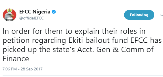 Why we 'picked up' Fayose's commissioner for finance and accountant general - EFCC