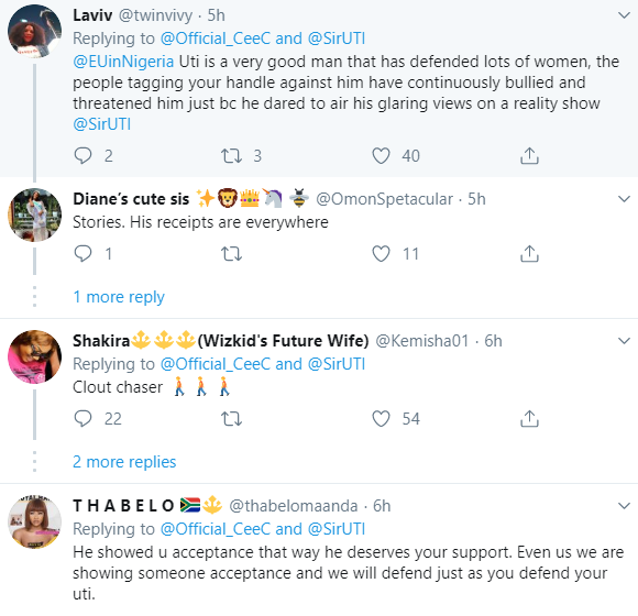BBNaija's Ceec tackles Twitter users trolling her for showing solidarity to Uti Nwachukwu